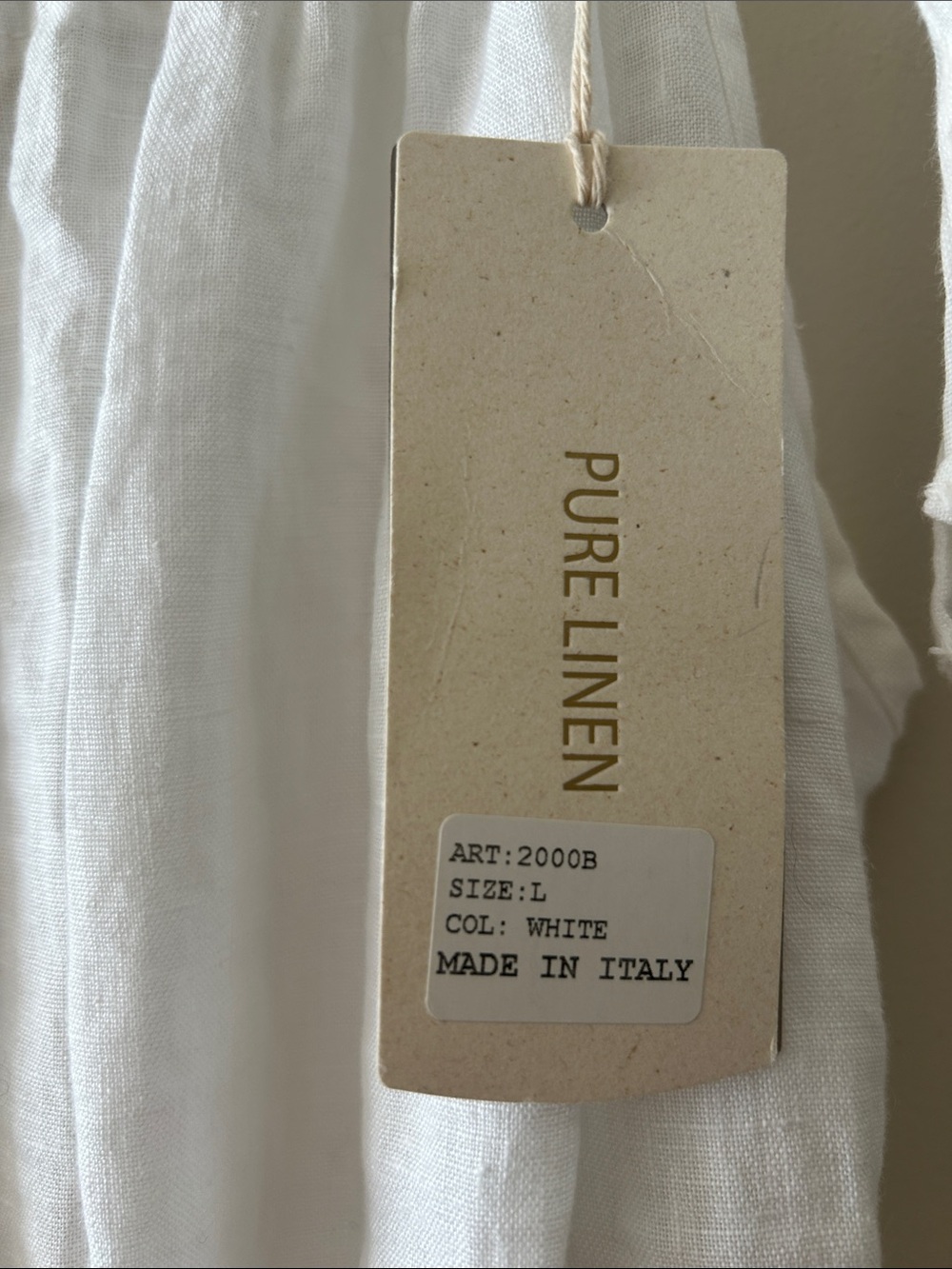 Women's White Linen Maxi Dress with Tie Straps - Picture 2 of 4